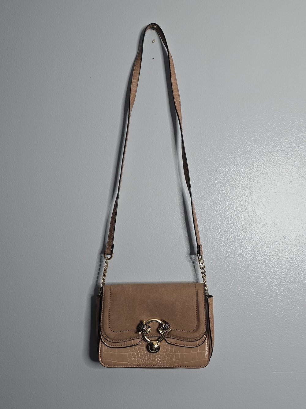Topshop  Taupe Double Panther Crossbody Bag